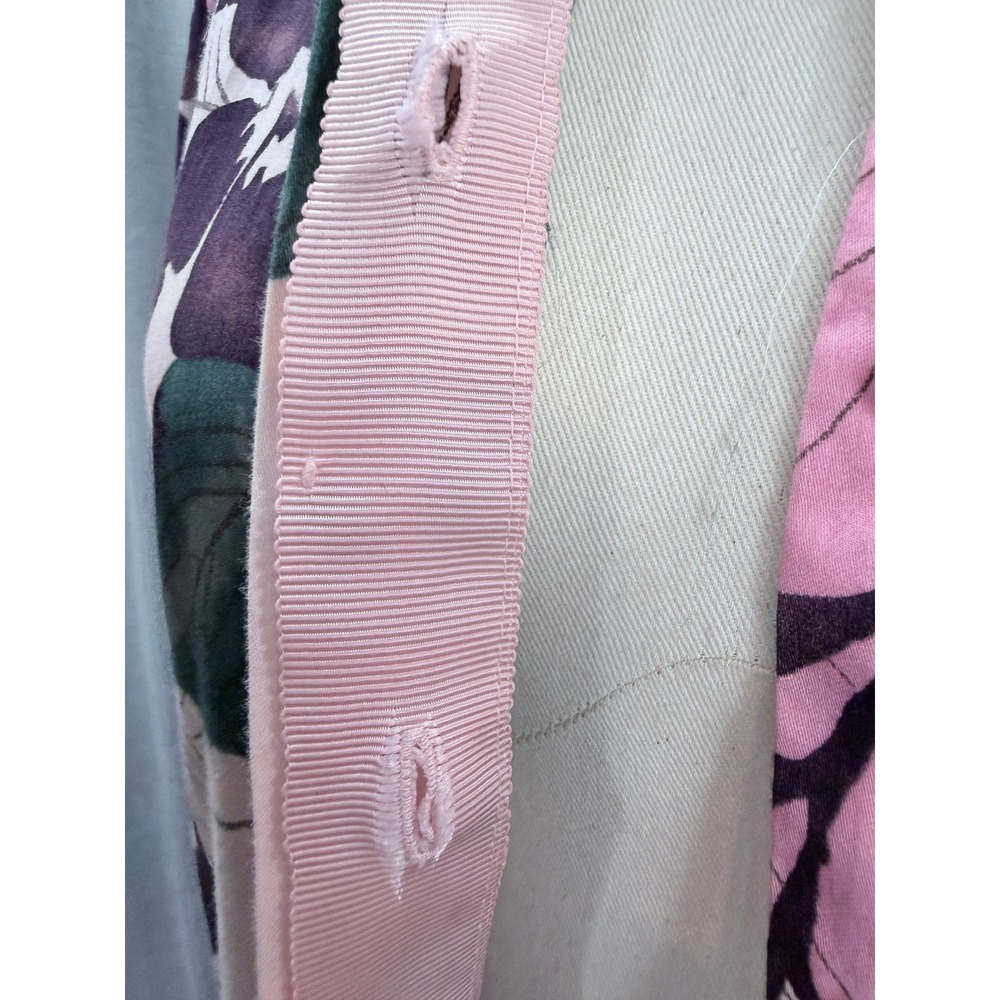 Alexis Beatrice Pink Green Floral Cotton Shirtdress Tiered High Low Midi Dress M - Picture 6 of 11